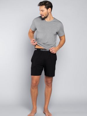 Melanžové kalhoty s krátkými rukávy Italian Fashion černé