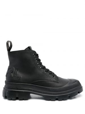 Čipkované šnurovacie členkové topánky Karl Lagerfeld čierna