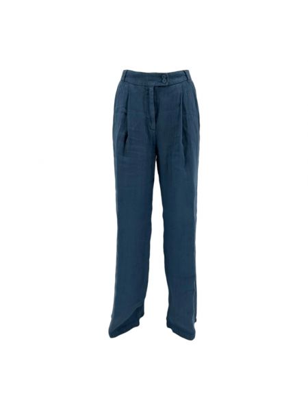 Spodnie relaxed fit 120% Lino niebieskie
