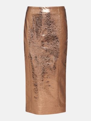 Falda midi ajustada de cuero de cuero sintético Rotate Birger Christensen marrón