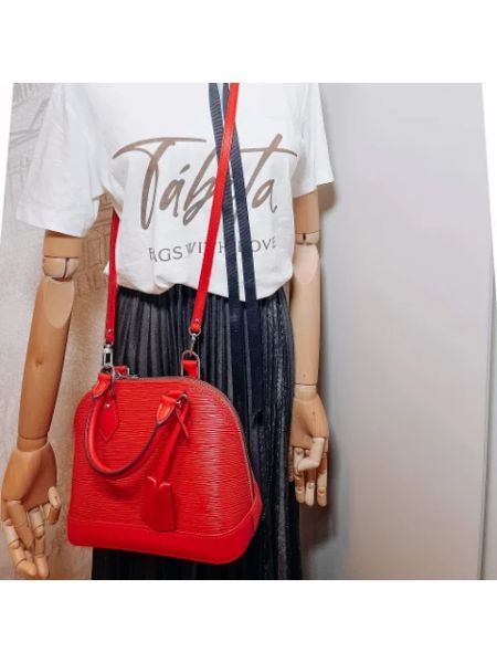 Torba na ramię skórzana retro Louis Vuitton Vintage czerwona