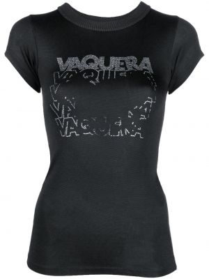Памучна тениска Vaquera черно