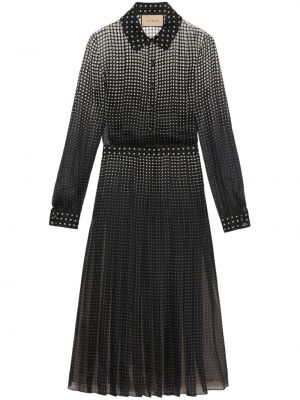 Jedwabna sukienka midi szyfonowa z nadrukiem Gucci