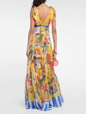 Chiffon seiden maxikleid mit print Dolce&gabbana