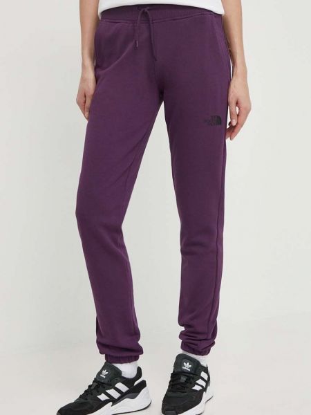 Pantaloni sport din bumbac The North Face violet
