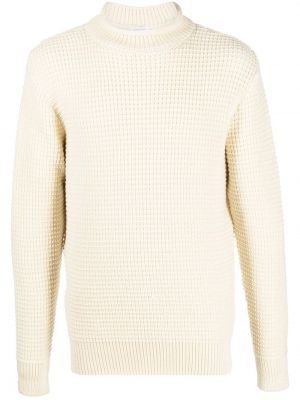Sweter z okrągłym dekoltem Sunspel beżowy