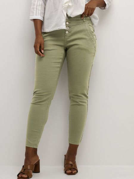Приталенные джинсы Cream зеленые