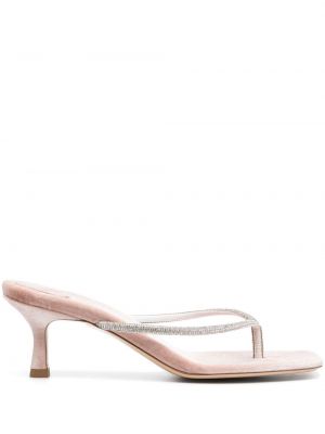 Sandale din piele de căprioară de cristal Bettina Vermillon roz