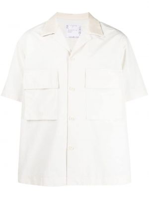 Chemise en coton avec manches courtes Sacai blanc