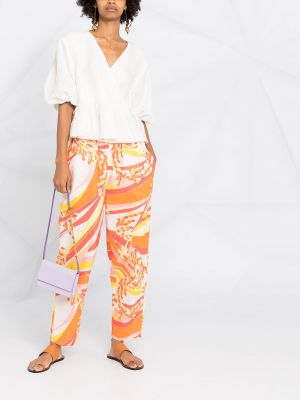 Pantalones rectos con estampado con estampado abstracto Emilio Pucci naranja