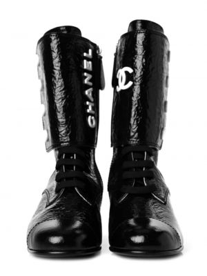 Ankle boots skórzane Chanel Pre-owned czarne
