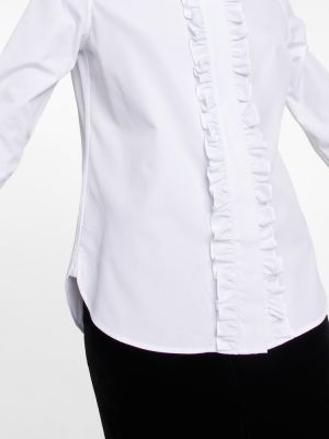 Βαμβακερό πουκάμισο με βολάν Saint Laurent λευκό