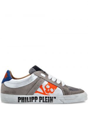 Sneakerși din piele Philipp Plein gri