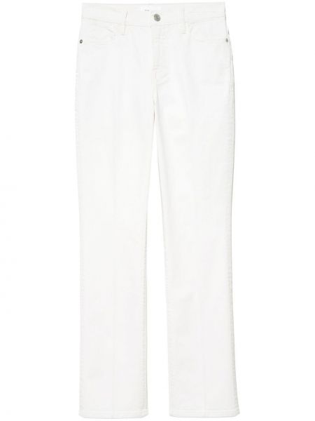 Klasické bavlněné slim fit kalhoty s vysokým pasem Frame - bílá