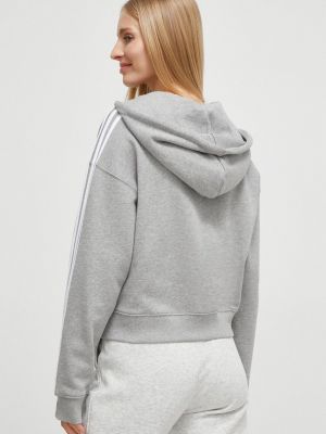Melanžová bavlněná mikina s kapucí Adidas šedá