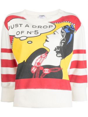 Raštuotas džemperis Chanel Pre-owned balta