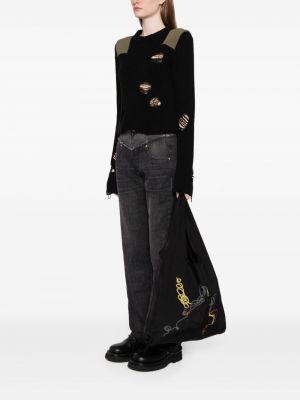 Shopper kabelka s potiskem s abstraktním vzorem Y's černá