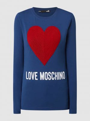 Niebieska bluzka z cekinami z długim rękawem Love Moschino