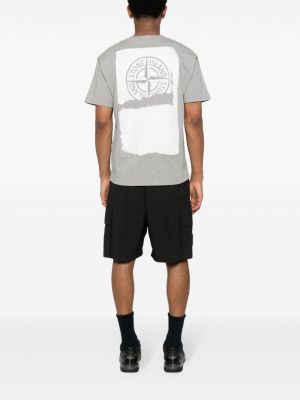T-shirt aus baumwoll mit print Stone Island grau