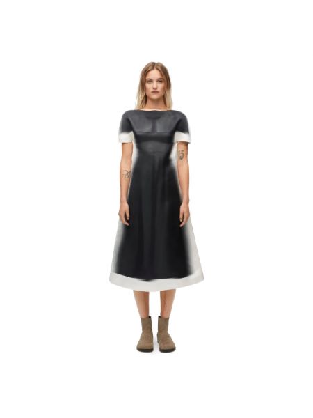 Czarna jedwabna sukienka midi Loewe