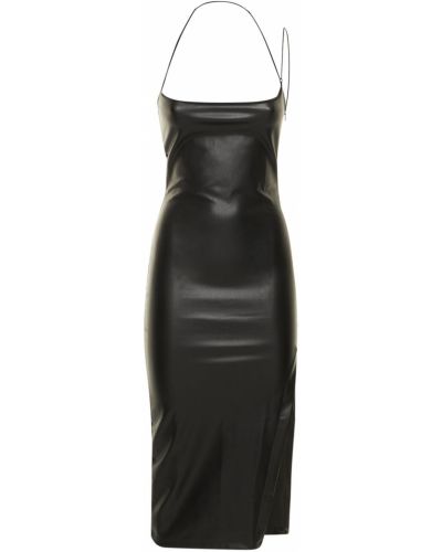 Kožené midi šaty Alix Nyc - černá