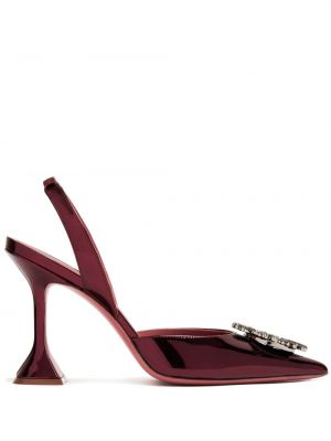 Pantofi cu toc cu cataramă de cristal Amina Muaddi roz