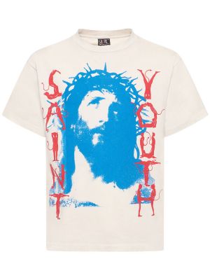 Тениска с принт Saint Michael бяло