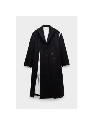 Черное шерстяное пальто свободного кроя A Tentative Atelier