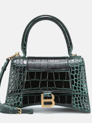 Kožená nákupná taška Balenciaga zelená
