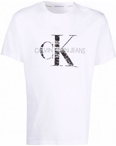 Хлопковая футболка с принтом Calvin Klein Jeans