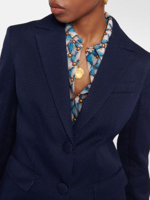 Žakárové bavlněné sako s paisley potiskem Etro modré