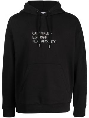 Pamut kapucnis melegítő felső nyomtatás Calvin Klein fekete