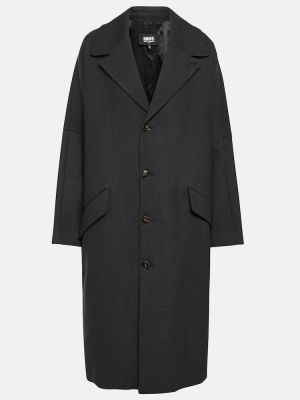 Vlněný krátký kabát z polyesteru Mm6 Maison Margiela - šedá