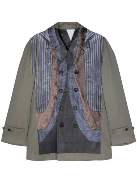 Manteau droit à motif mélangé Comme Des Garçons Homme Plus vert