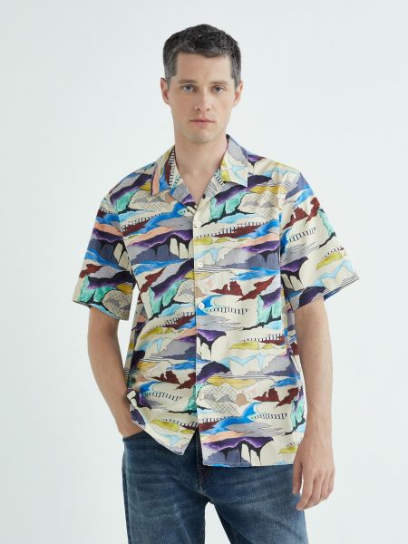 Camisa con estampado manga corta con estampado abstracto Paul Smith blanco
