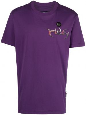 Tricou din bumbac Philipp Plein violet