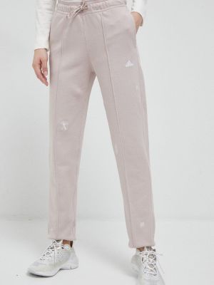 Pantaloni sport din bumbac Adidas roz