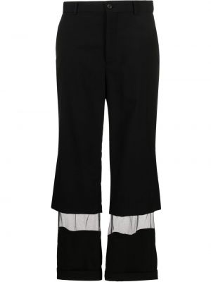 Proste spodnie wełniane tiulowe Noir Kei Ninomiya czarne