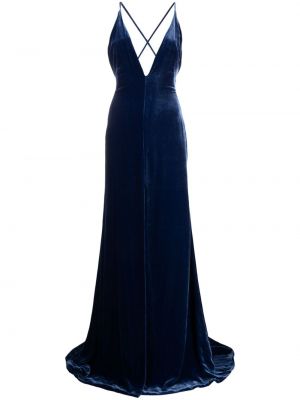 Aksamitna sukienka wieczorowa Costarellos niebieska