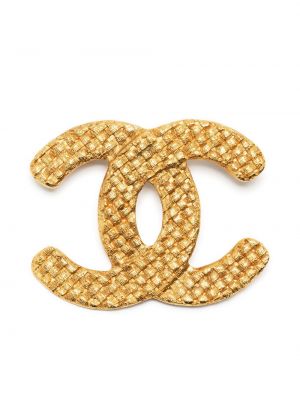 Broška iz tvida Chanel Pre-owned zlata