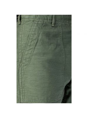 Pantalones rectos slim fit de algodón de espiga Orslow verde