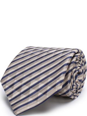 Шелковый галстук в полоску Giorgio Armani голубой