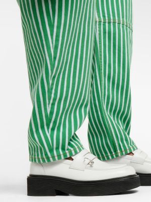 Jeans taille haute à rayures Ganni vert
