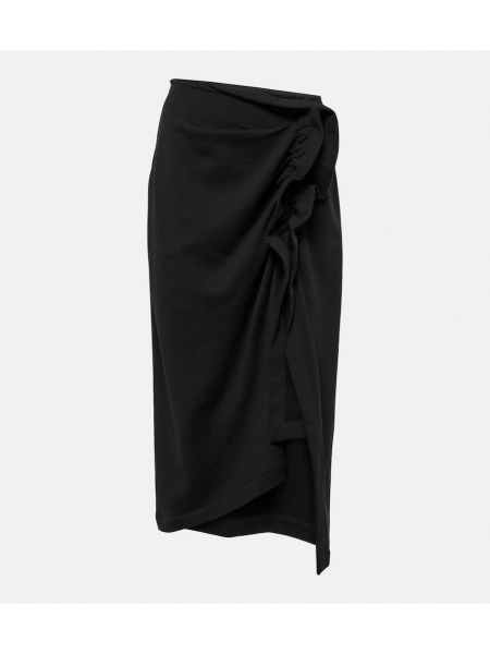 Falda midi de algodón Dries Van Noten negro
