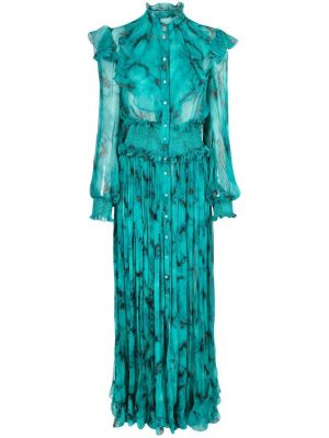 Sukienka koktajlowa z falbankami plisowana Roberto Cavalli