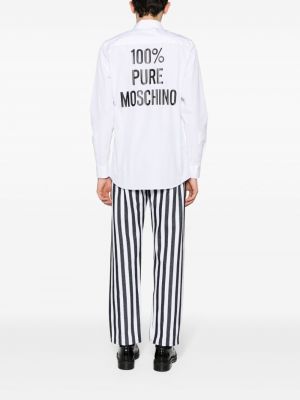 Chemise avec imprimé slogan en coton à imprimé Moschino