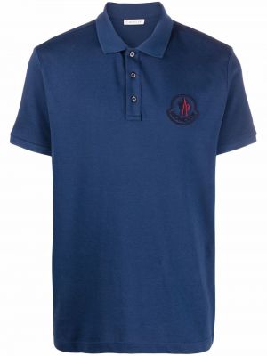 Brodert poloskjorte Moncler blå