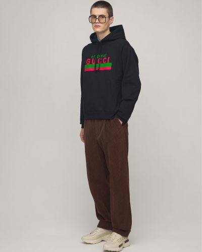 Kokvilnas kapučdžemperis ar apdruku Gucci