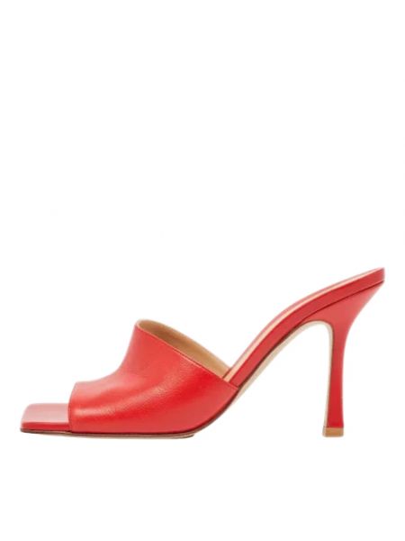Sandały trekkingowe skórzane retro Bottega Veneta Vintage czerwone