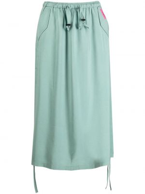 Čipkovaná asymetrická šnurovacia midi sukňa Izzue zelená